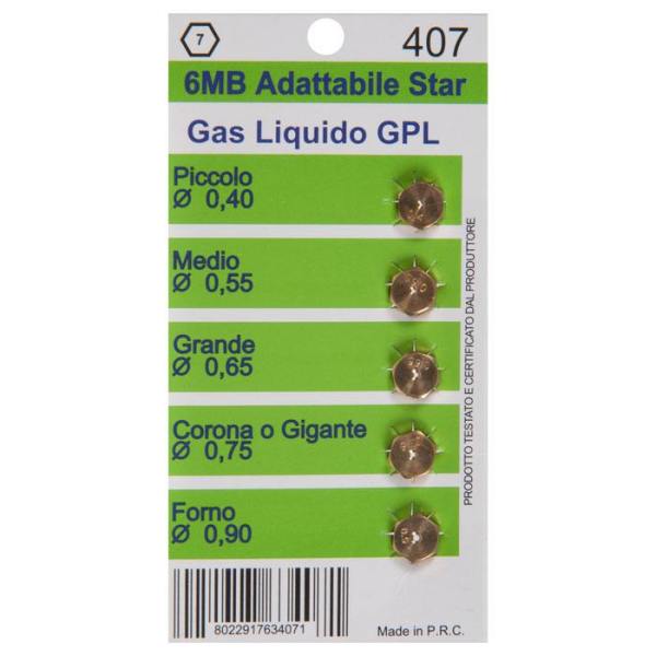 Жиклеры комплект (5шт.) Zanussi 6MB-GPL (0.4 0.55 0.65 0.75 0.90)